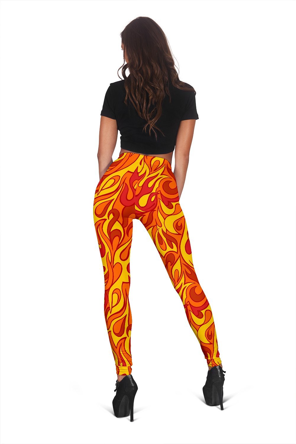 Flame Fire Print Pattern Women Leggings-grizzshop