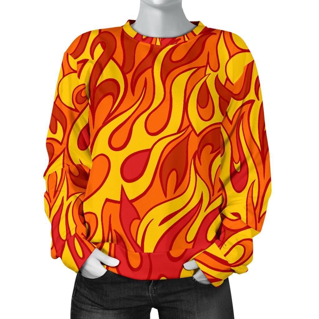 Flame Fire Print Pattern Women's Sweatshirt-grizzshop