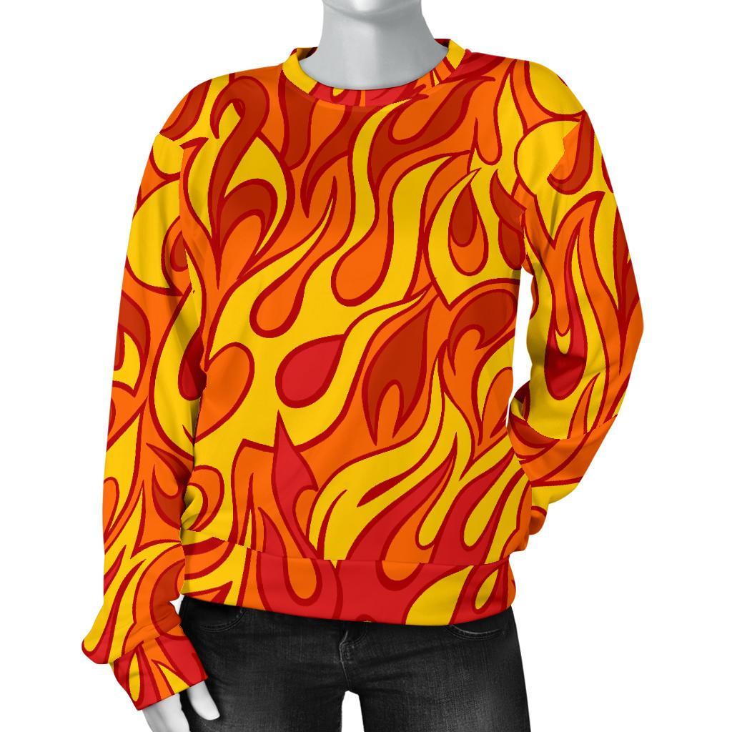 Flame Fire Print Pattern Women's Sweatshirt-grizzshop