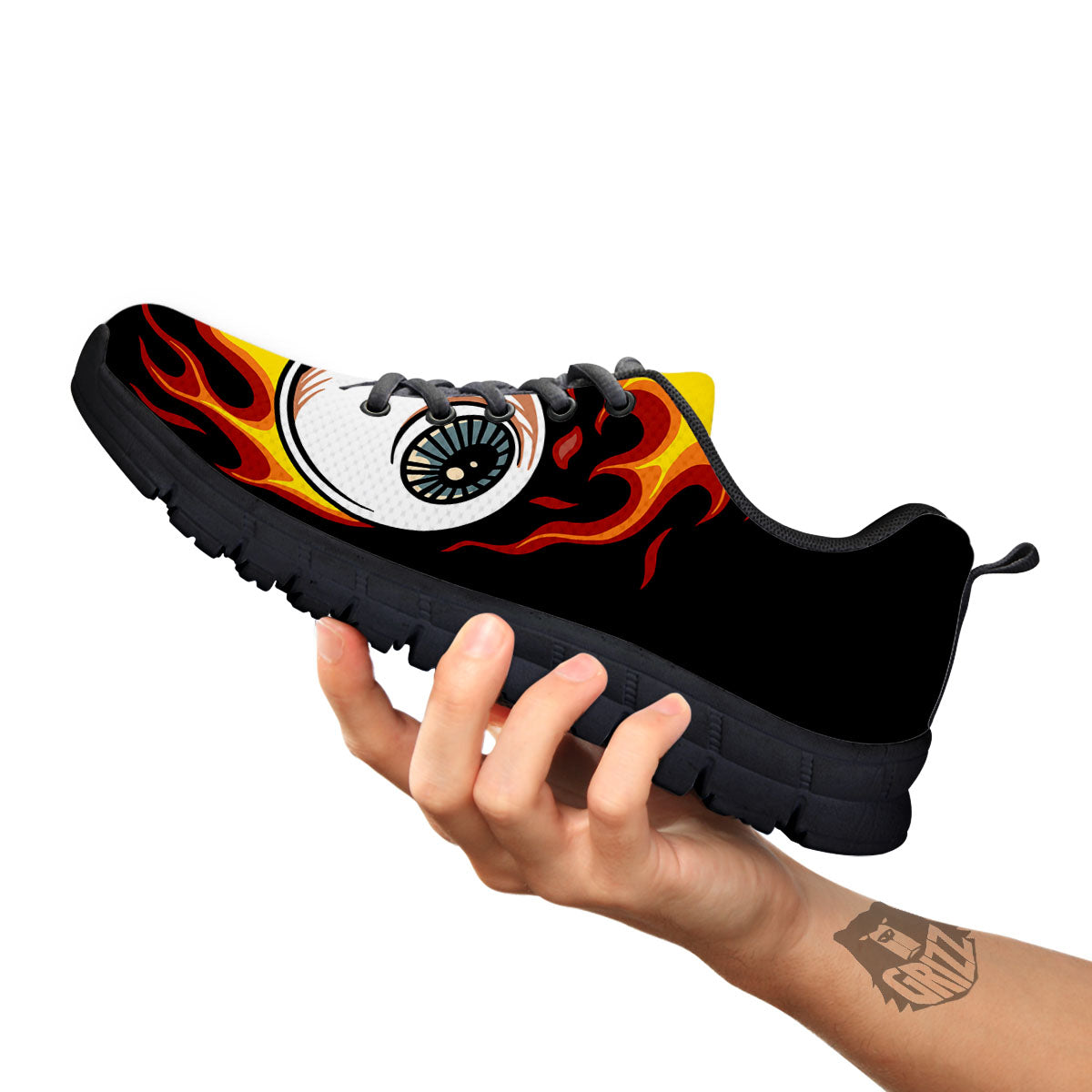 Flaming Eye Print Black Sneaker-grizzshop