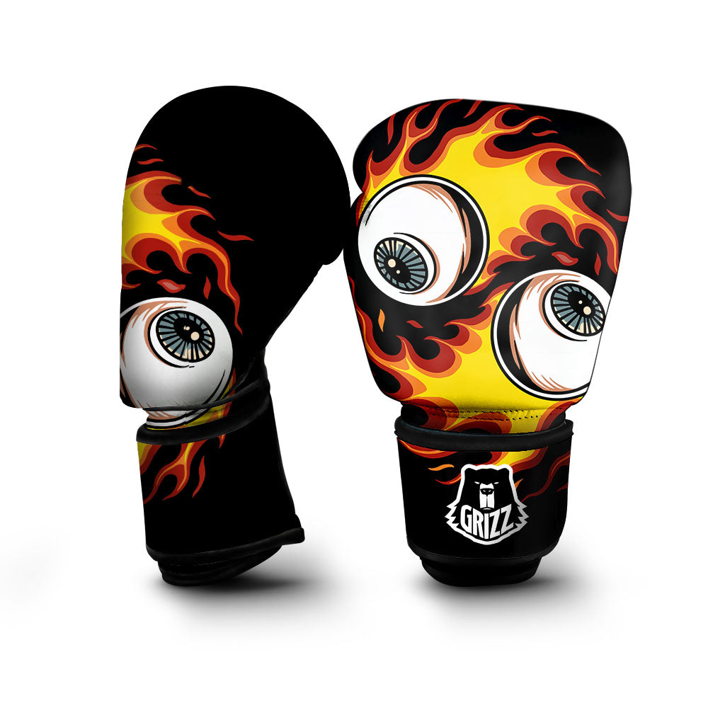 Flaming Eye Print Boxing Gloves-grizzshop