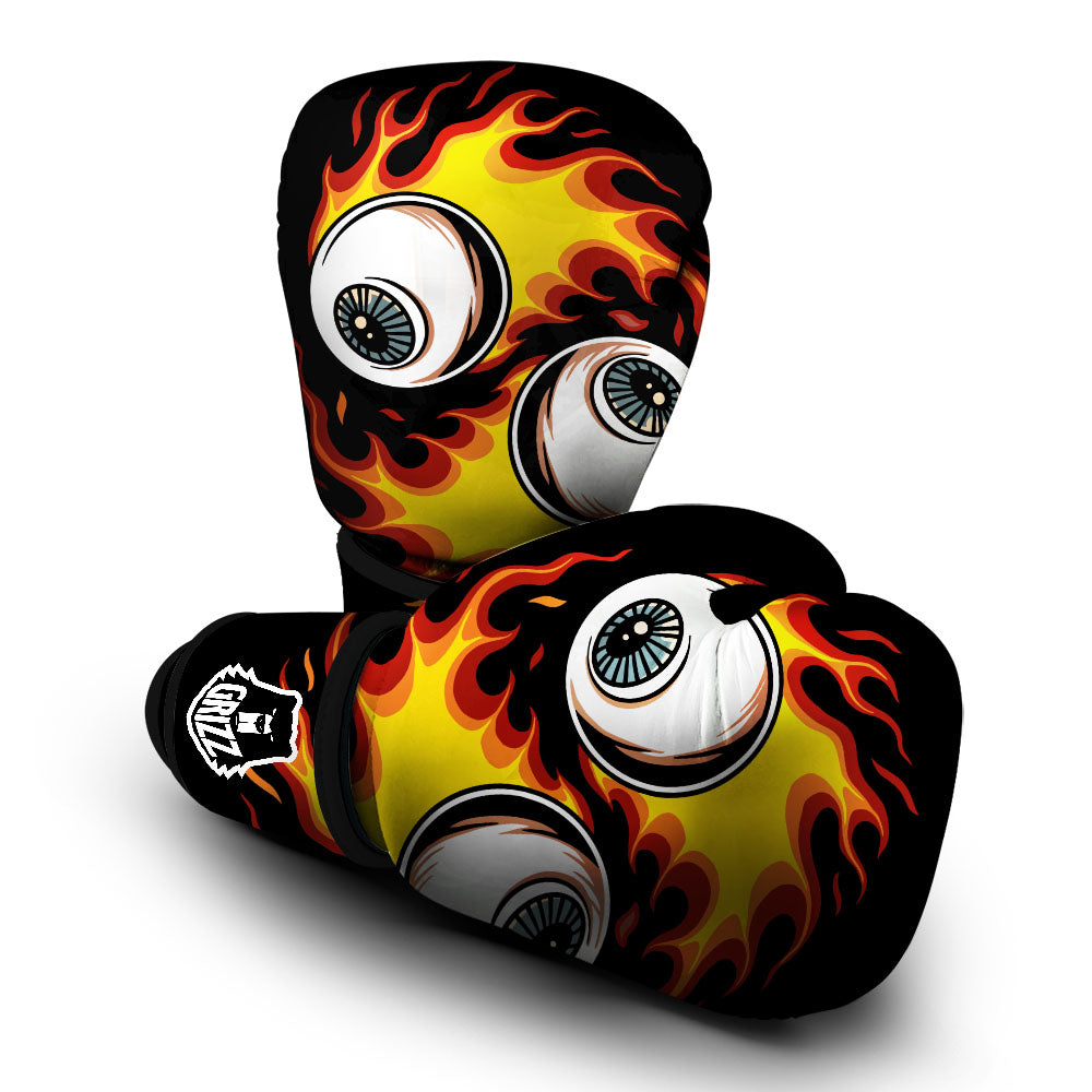 Flaming Eye Print Boxing Gloves-grizzshop
