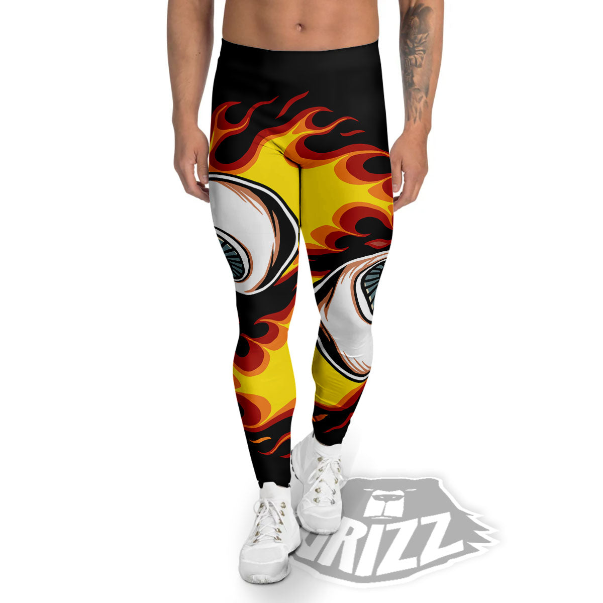 Flaming Eye Print Men's Leggings-grizzshop