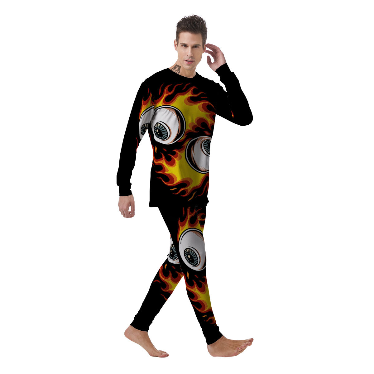 Flaming Eye Print Men's Pajamas-grizzshop