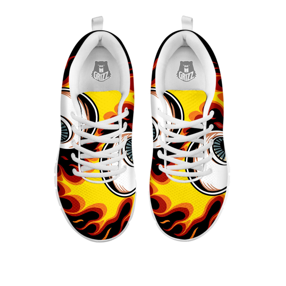 Flaming Eye Print White Sneaker-grizzshop