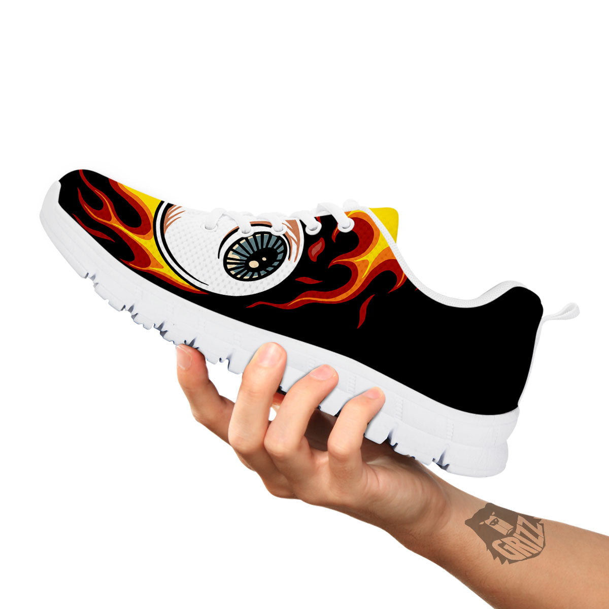 Flaming Eye Print White Sneaker-grizzshop