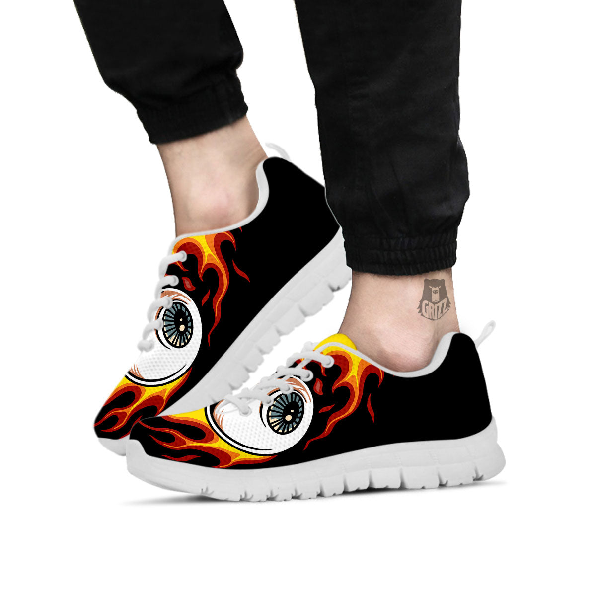 Flaming Eye Print White Sneaker-grizzshop