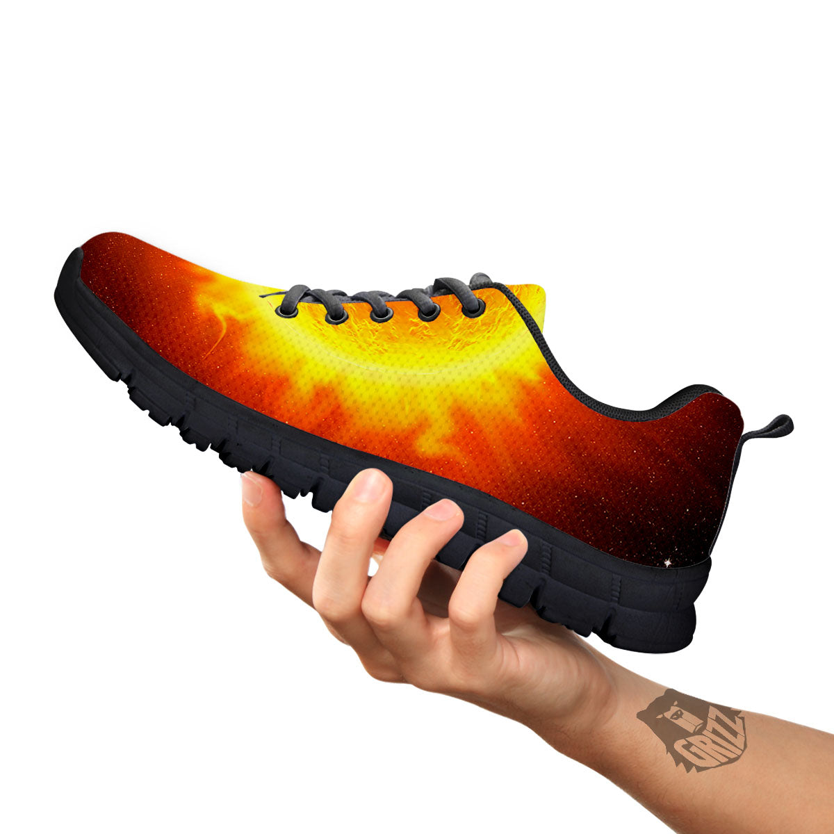 Flaming Sun Print Black Sneaker-grizzshop