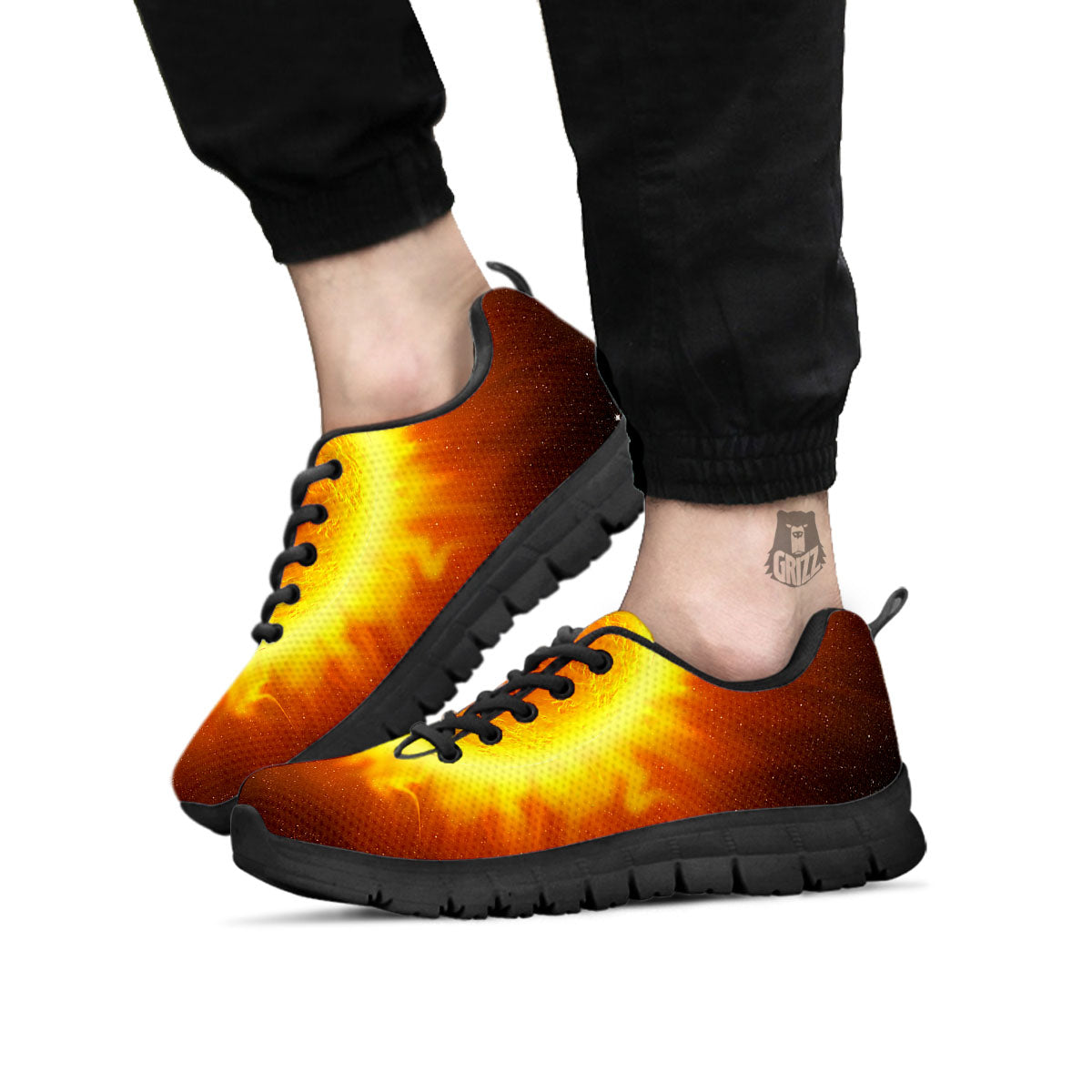 Flaming Sun Print Black Sneaker-grizzshop