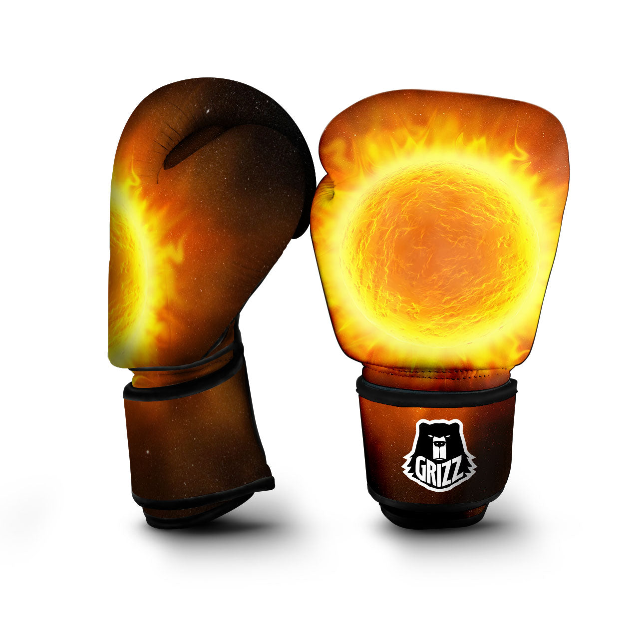 Flaming Sun Print Boxing Gloves-grizzshop