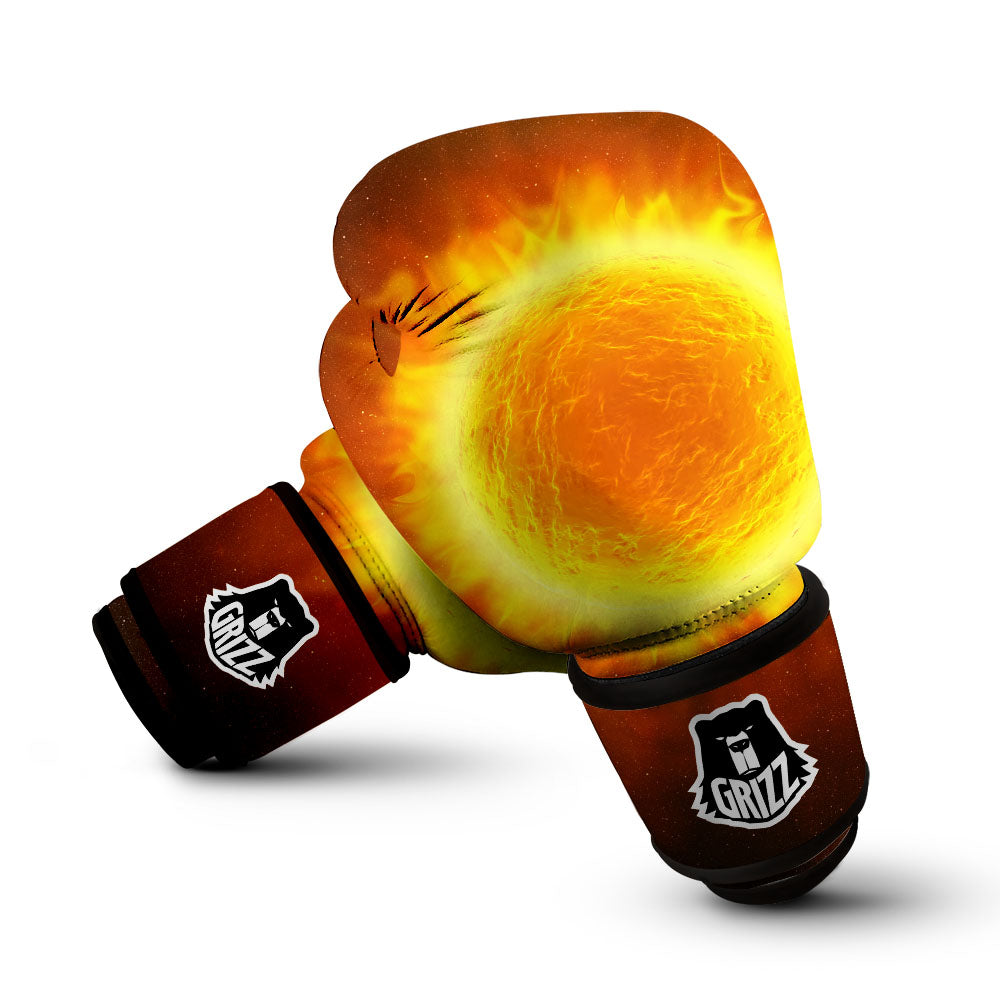 Flaming Sun Print Boxing Gloves-grizzshop