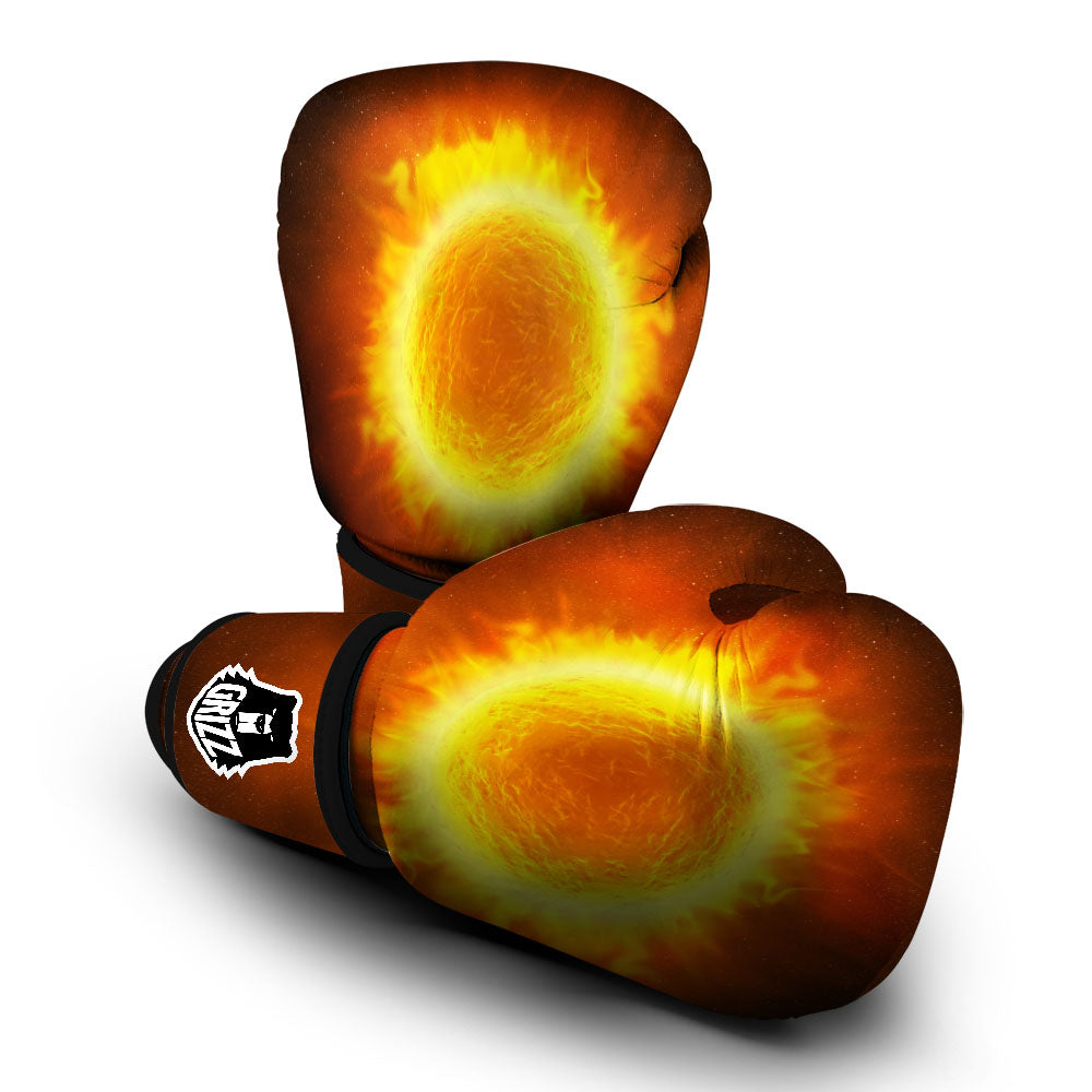 Flaming Sun Print Boxing Gloves-grizzshop