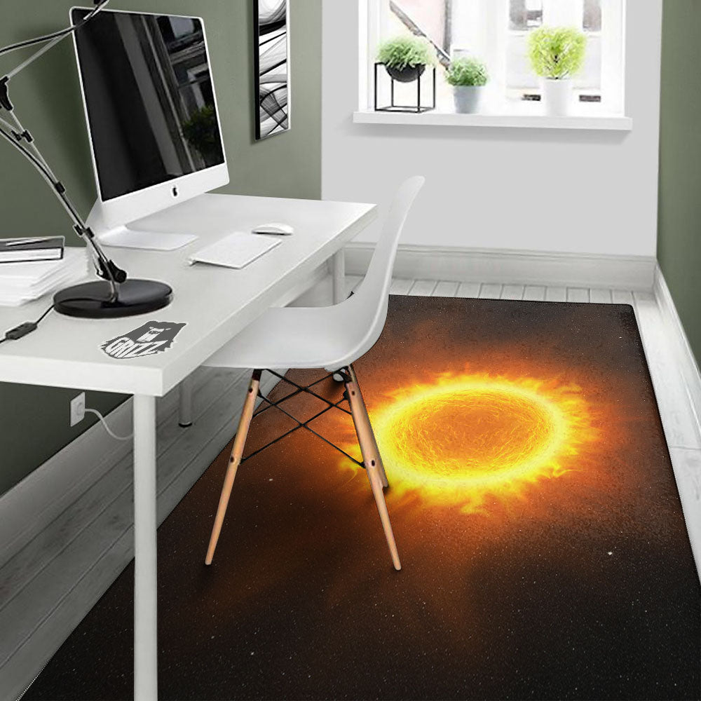 Flaming Sun Print Floor Mat-grizzshop