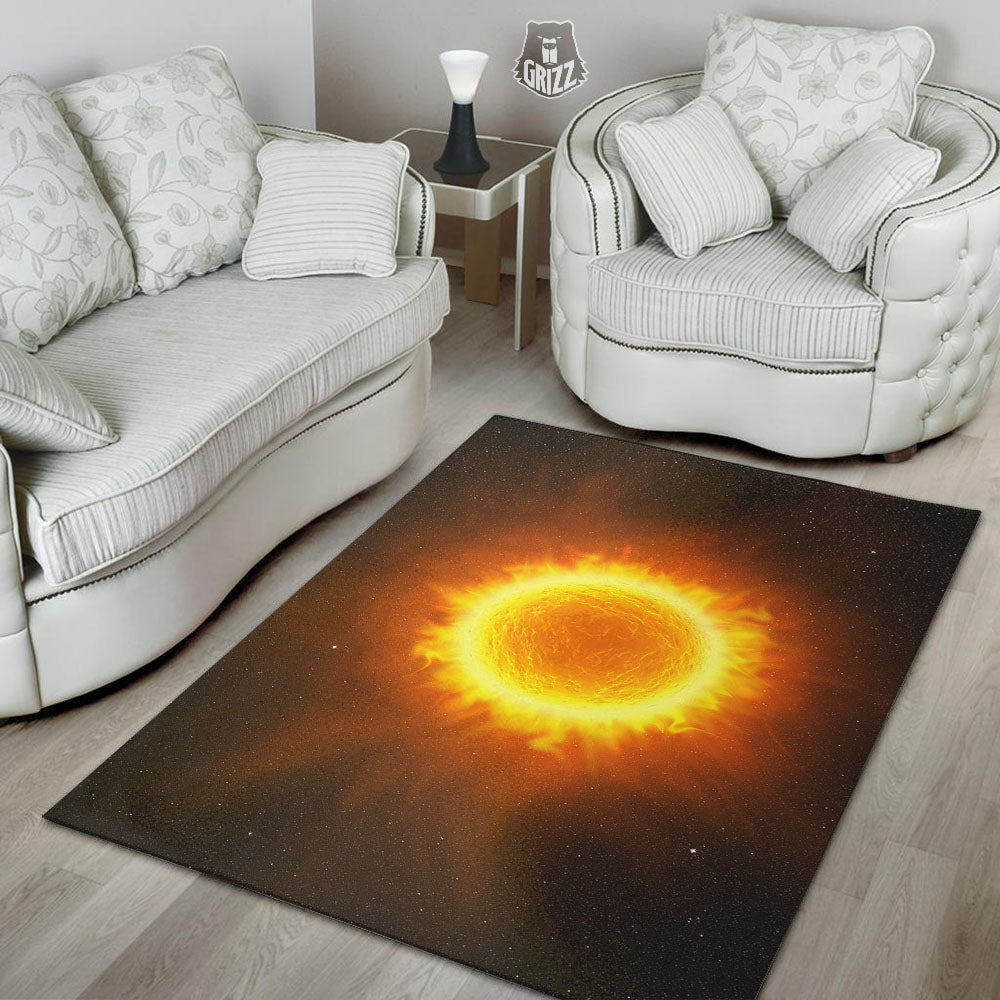 Flaming Sun Print Floor Mat-grizzshop