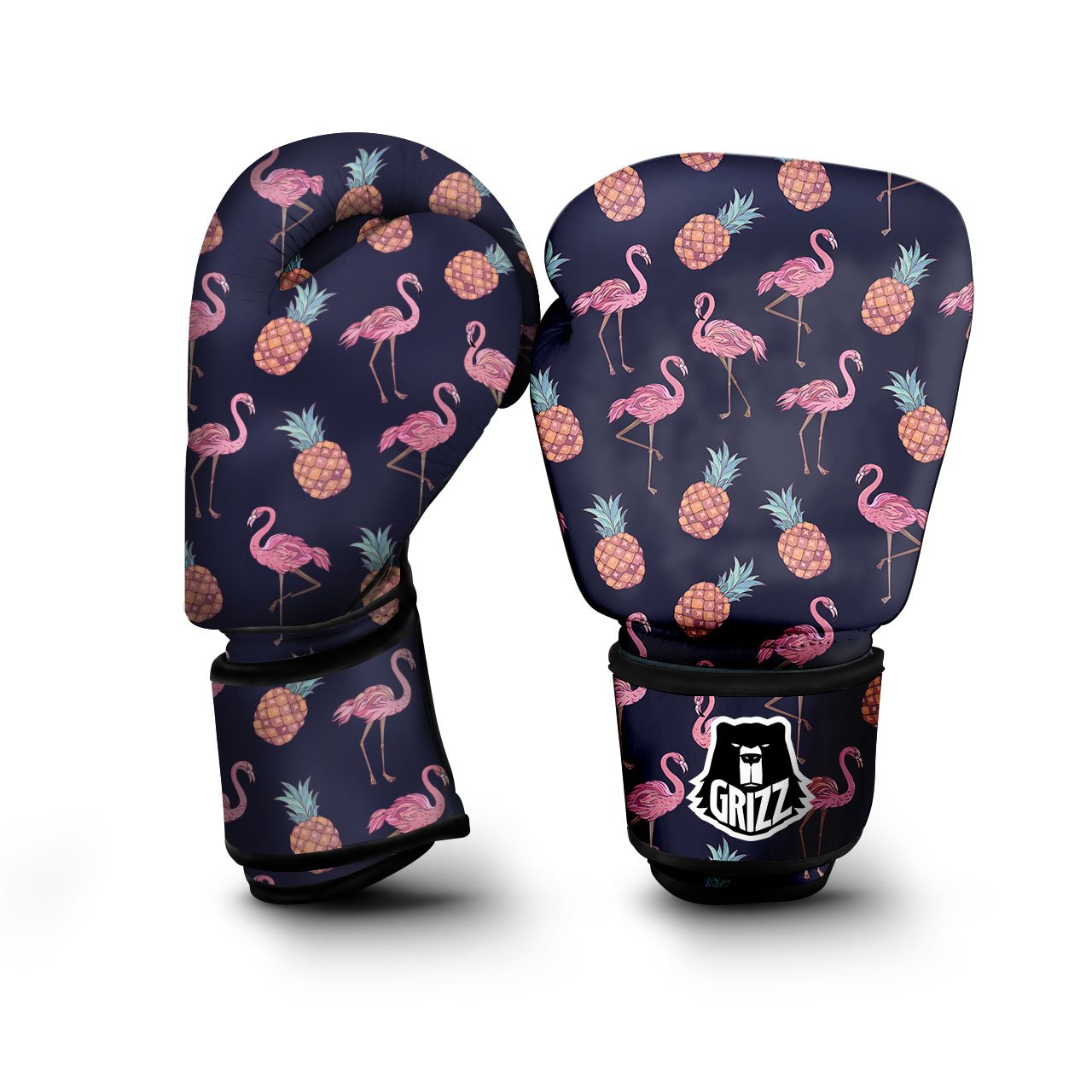 Flamingo And Pineapple Print Pattern Boxing Gloves-grizzshop