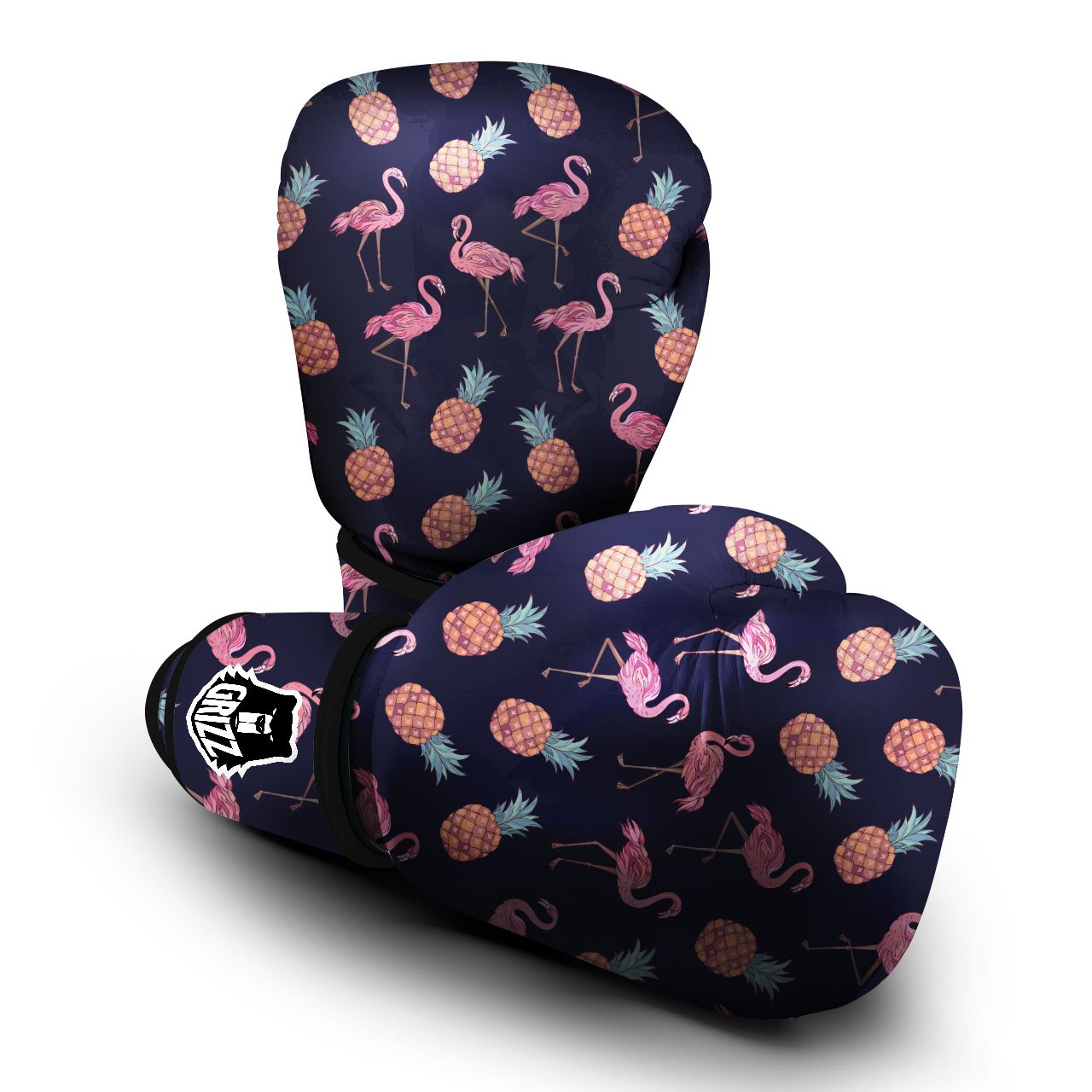 Flamingo And Pineapple Print Pattern Boxing Gloves-grizzshop