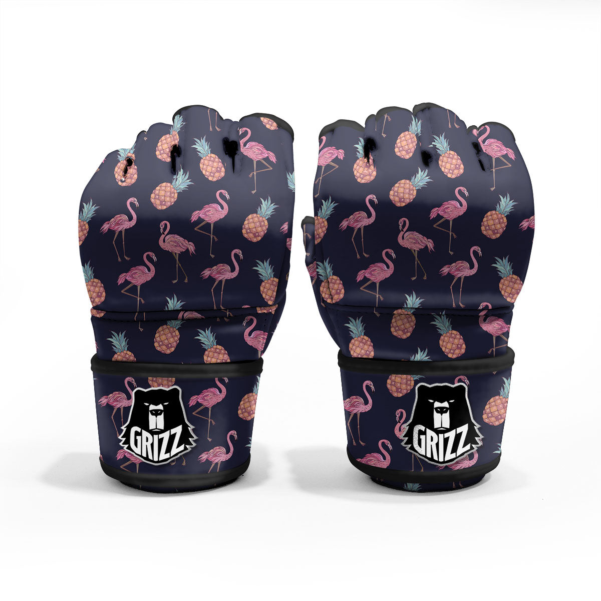 Flamingo And Pineapple Print Pattern MMA Gloves-grizzshop