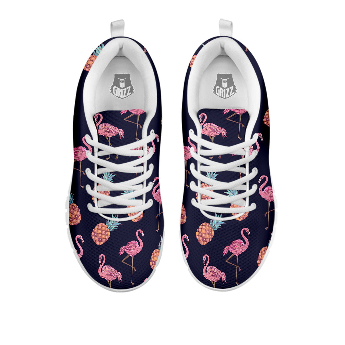 Flamingo And Pineapple Print Pattern White Sneaker-grizzshop