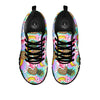 Flamingo And Pineapple Rainbow Print Pattern Black Sneaker-grizzshop