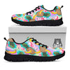 Flamingo And Pineapple Rainbow Print Pattern Black Sneaker-grizzshop