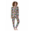 Flamingo And Pineapple Rainbow Print Pattern Women's Pajamas-grizzshop