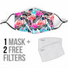 Flamingo Butterfly Hawaiian Tropical Pattern Print Face Mask-grizzshop