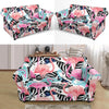 Flamingo Butterfly Hawaiian Tropical Pattern Print Loveseat Cover-grizzshop