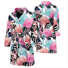 Flamingo Butterfly Hawaiian Tropical Pattern Print Men Long Robe-grizzshop