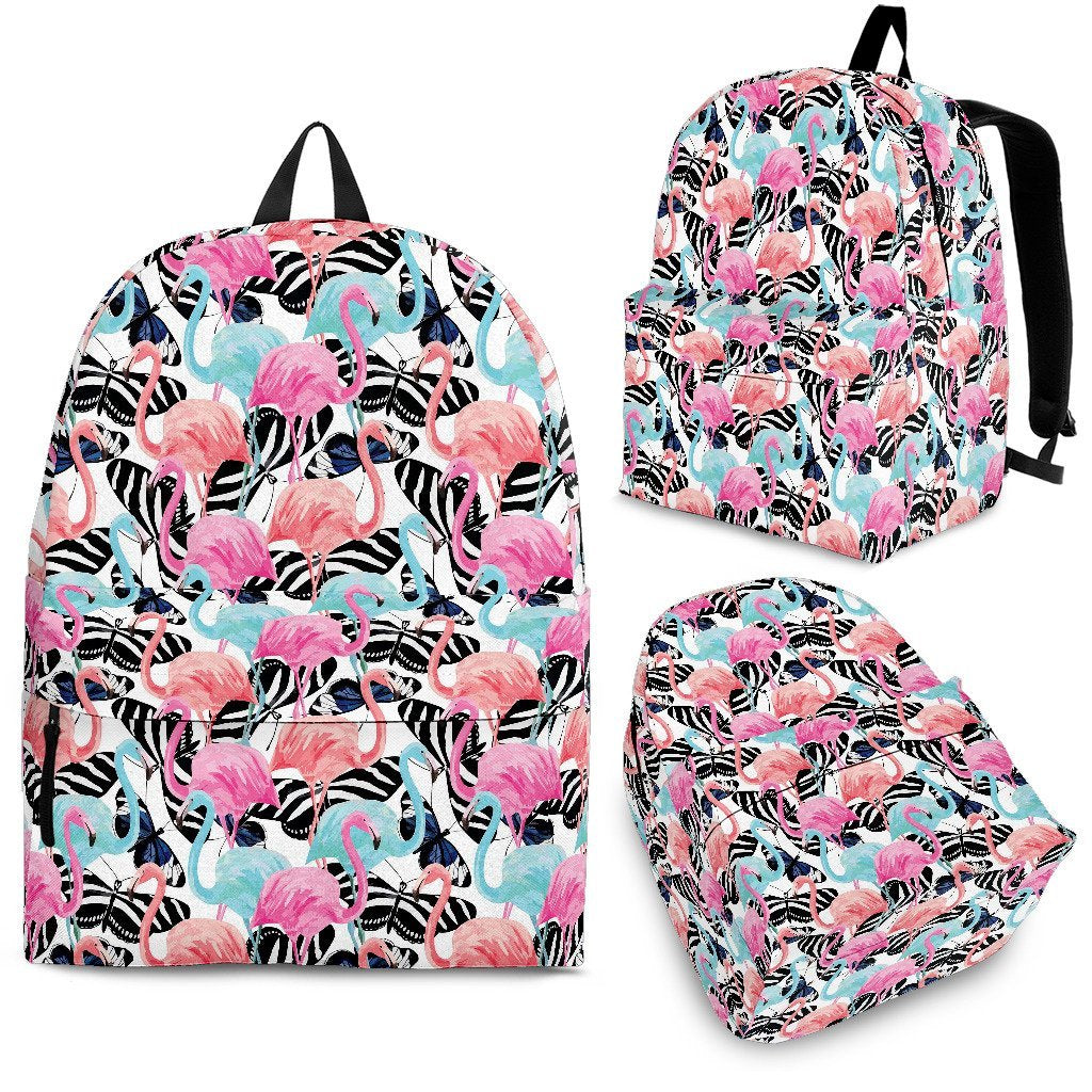 Flamingo Butterfly Hawaiian Tropical Pattern Print Premium Backpack-grizzshop