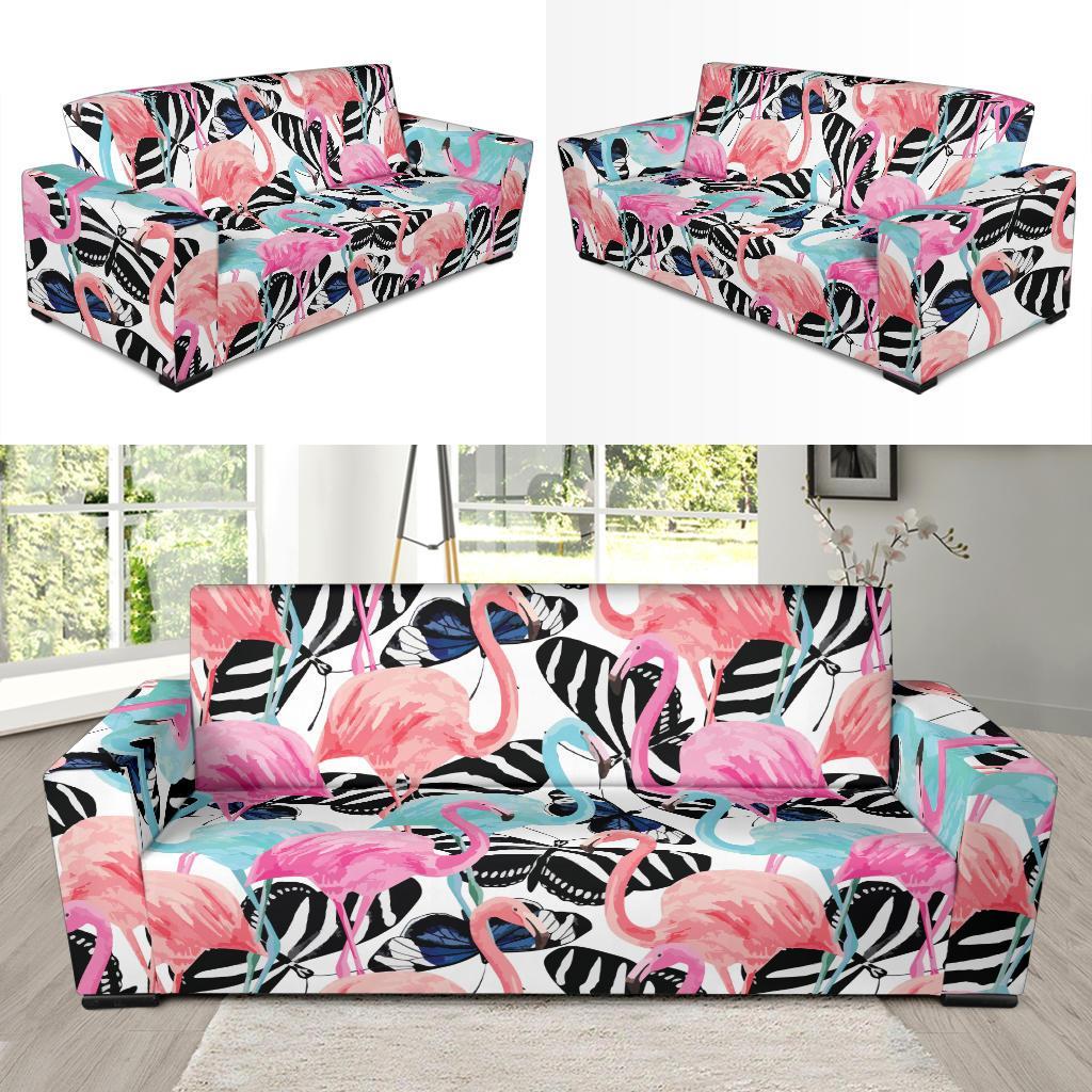 Flamingo Butterfly Hawaiian Tropical Pattern Print Sofa Covers-grizzshop