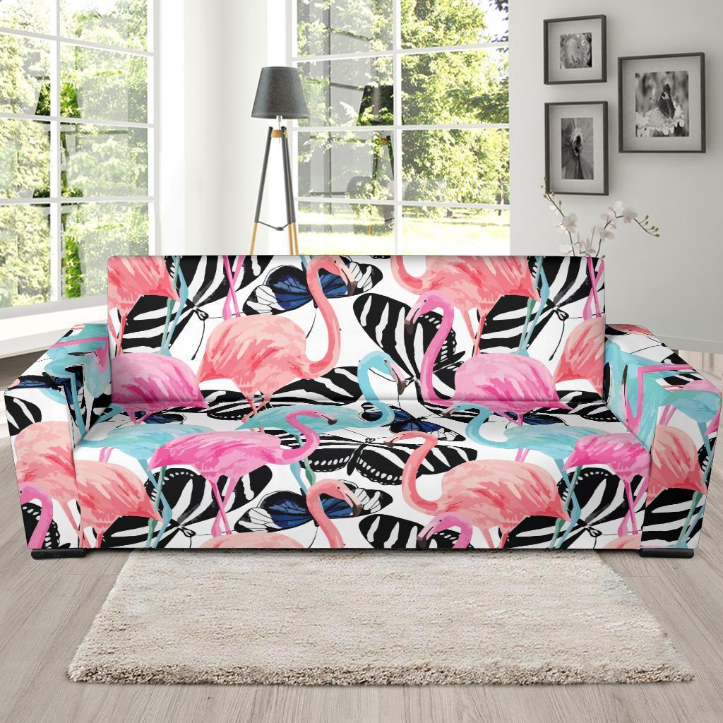 Flamingo Butterfly Hawaiian Tropical Pattern Print Sofa Covers-grizzshop