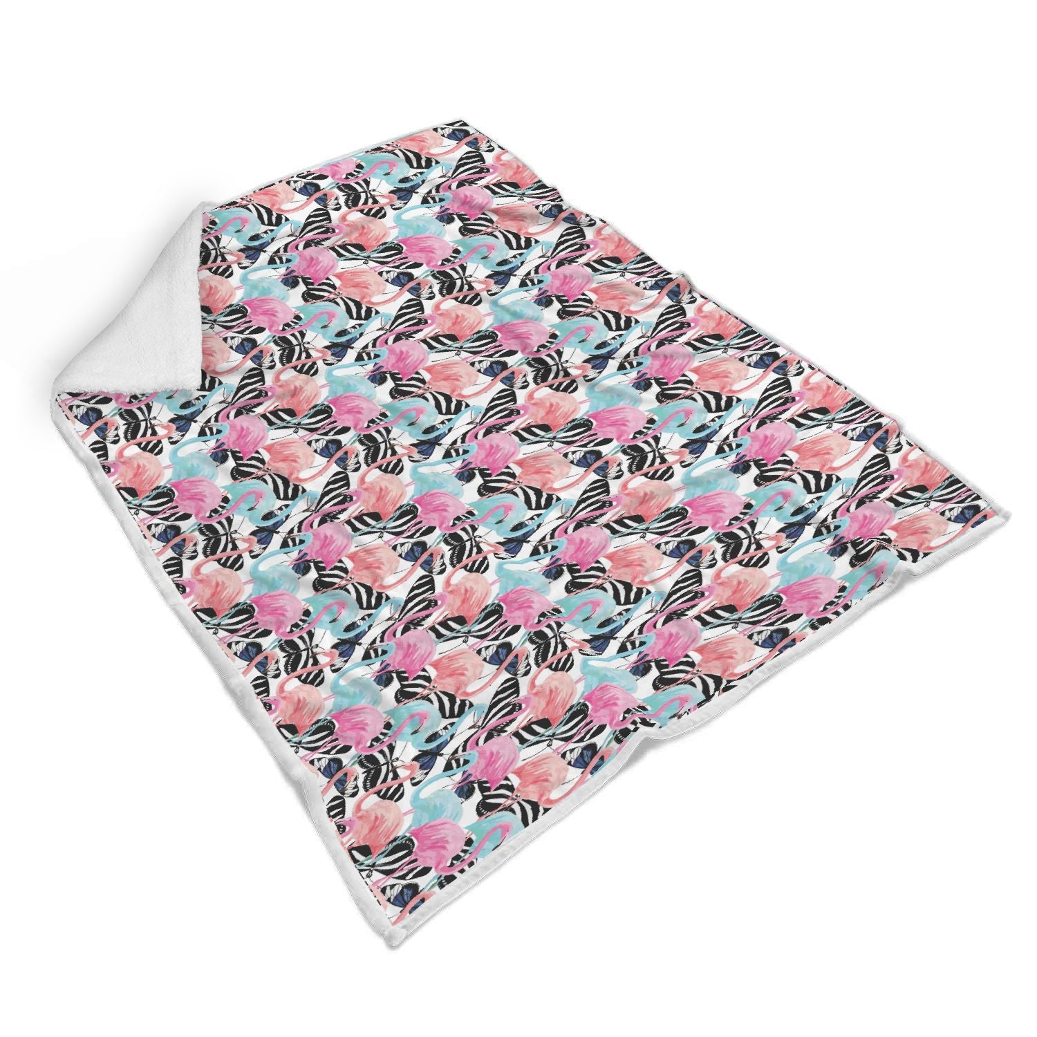 Flamingo Butterfly Hawaiian Tropical Pattern Print Throw Blanket-grizzshop