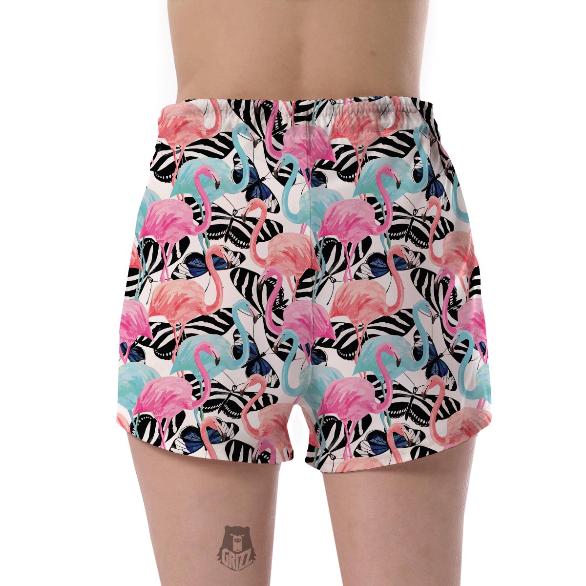 Flamingo Butterfly Hawaiian Tropical Pattern Print Women's Shorts-grizzshop