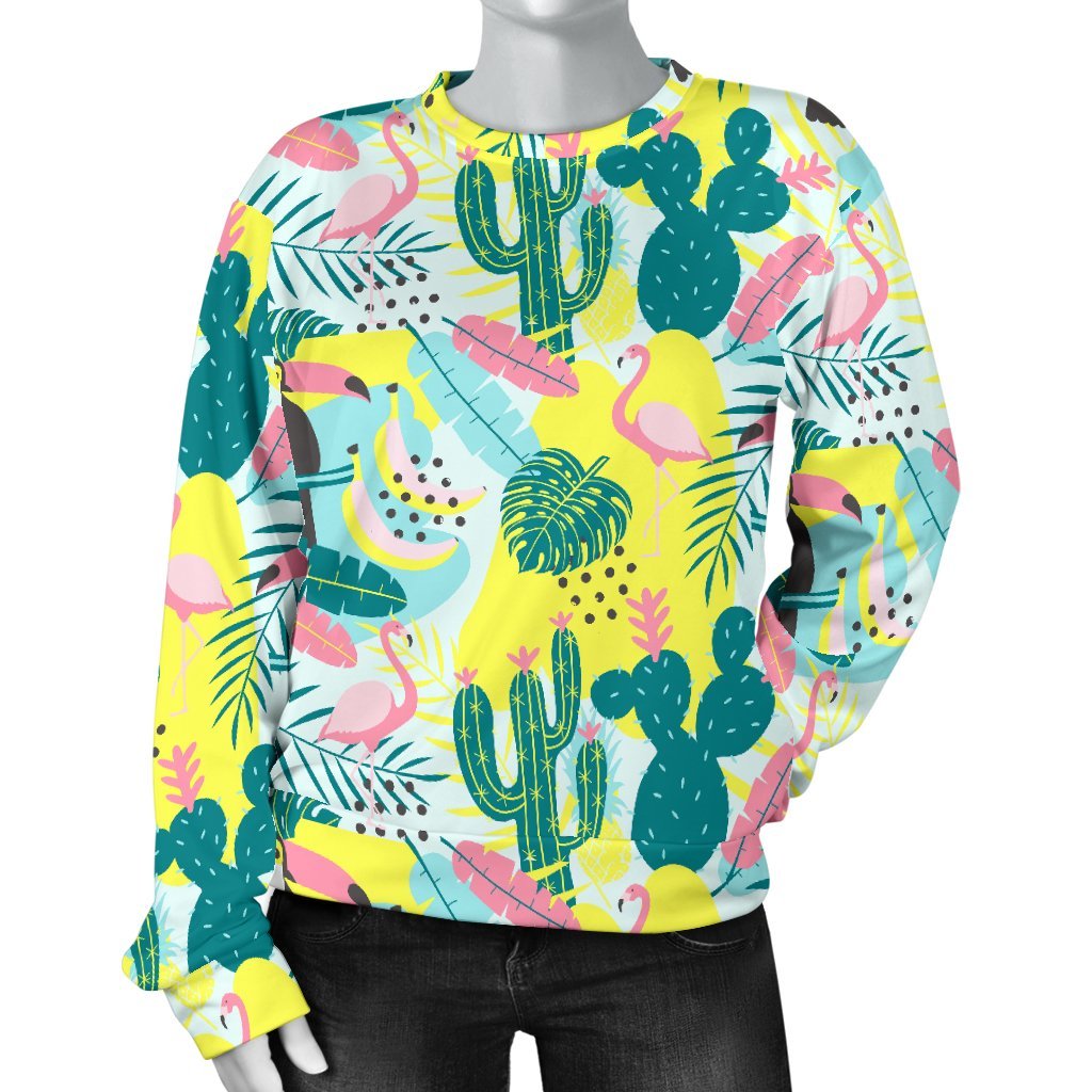 Flamingo Catus Tropical Hawaiian Pineapple Print Sweatshirt-grizzshop