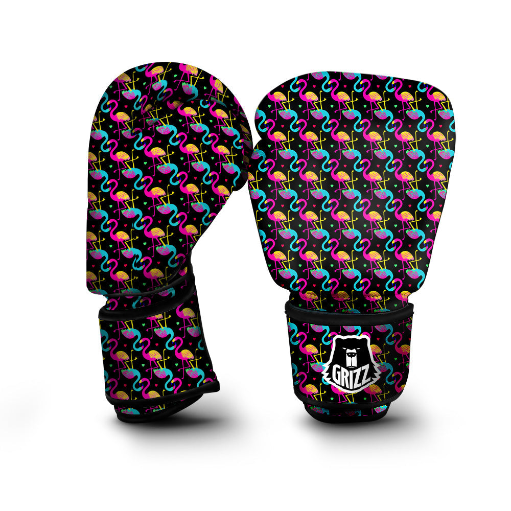 Flamingo Colorful Print Pattern Boxing Gloves-grizzshop
