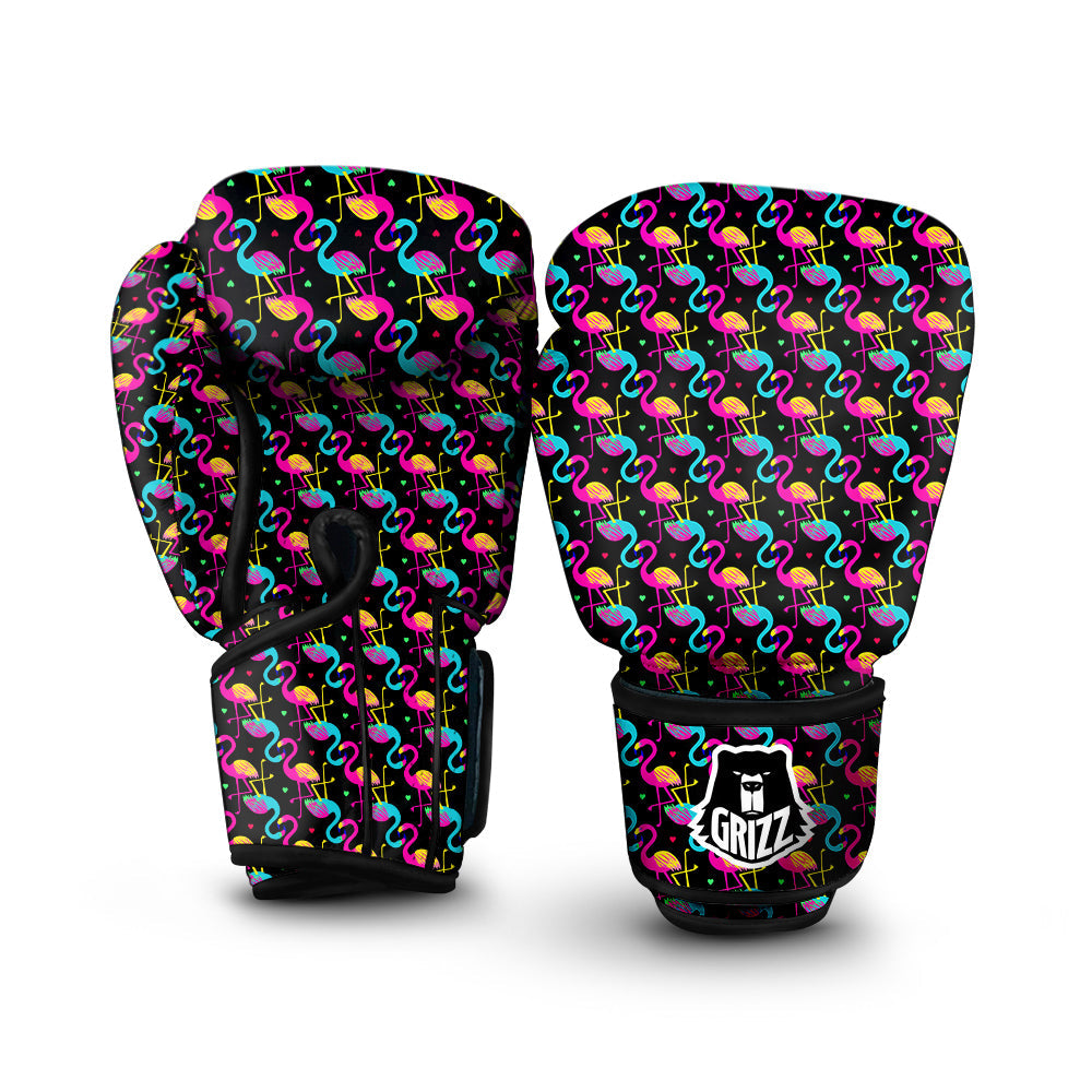 Flamingo Colorful Print Pattern Boxing Gloves-grizzshop