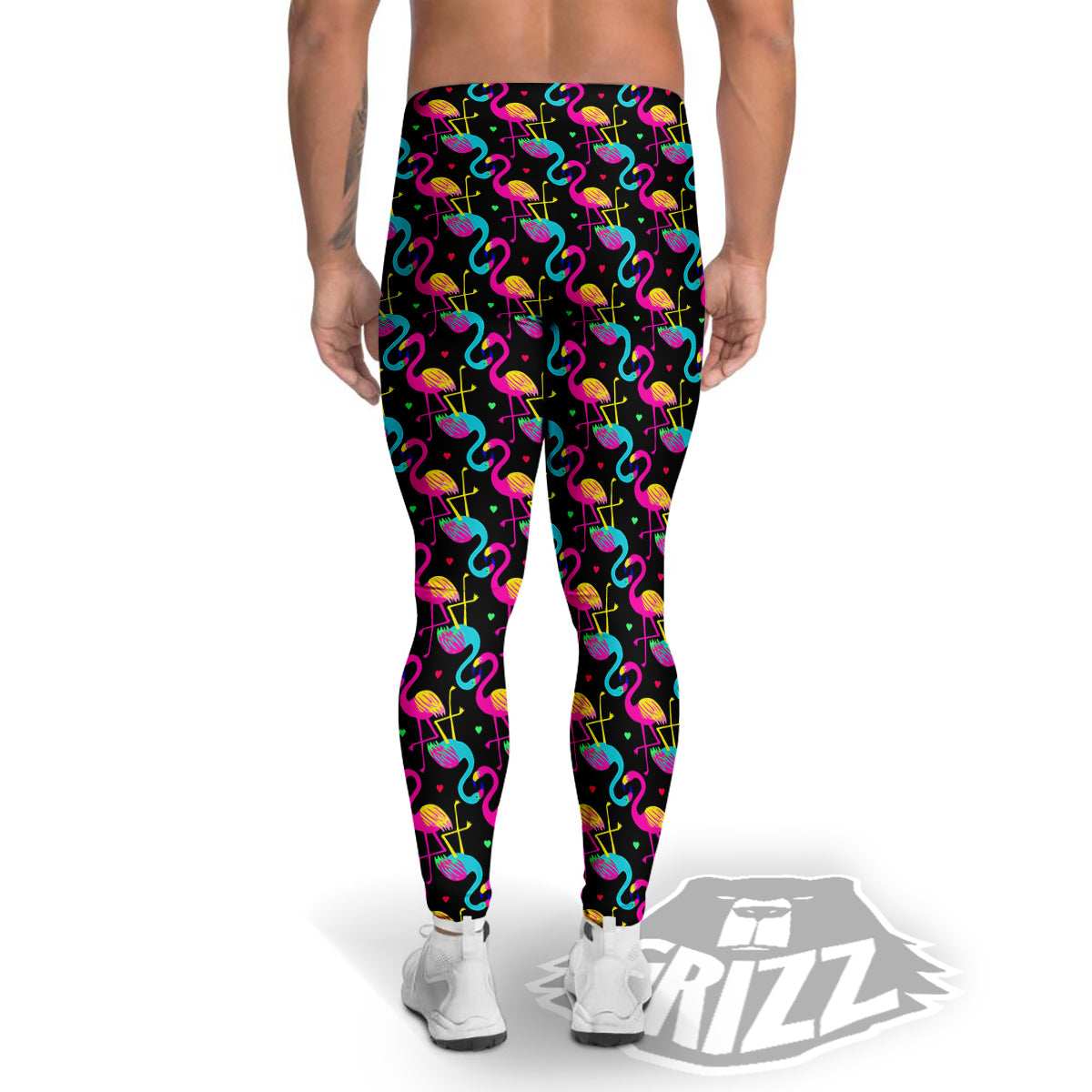 Flamingo Colorful Print Pattern Men's Leggings-grizzshop