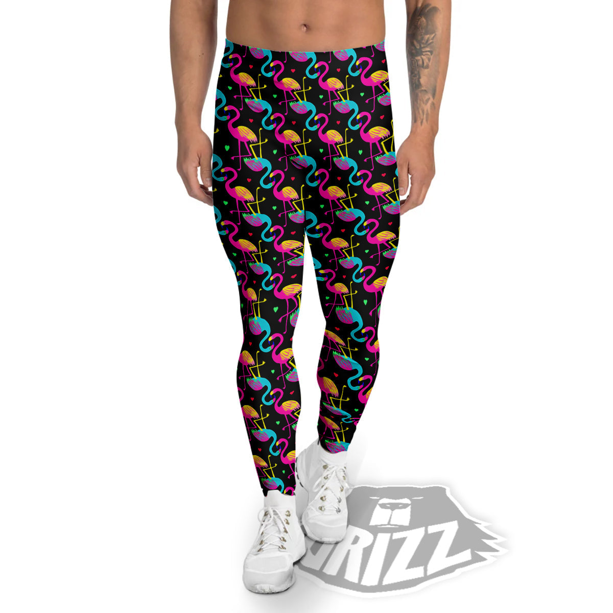 Flamingo Colorful Print Pattern Men's Leggings-grizzshop