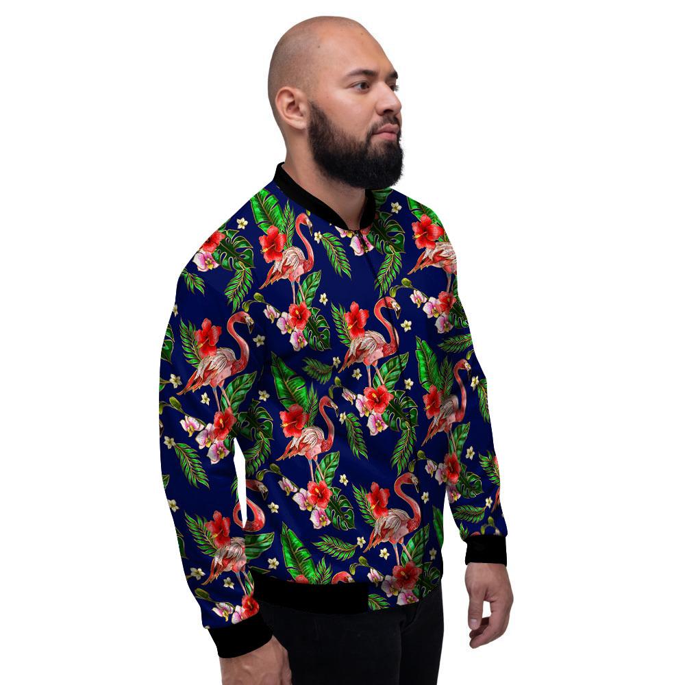 Flamingo Floral Tropical Print Pattern Men's Bomber Jacket-grizzshop
