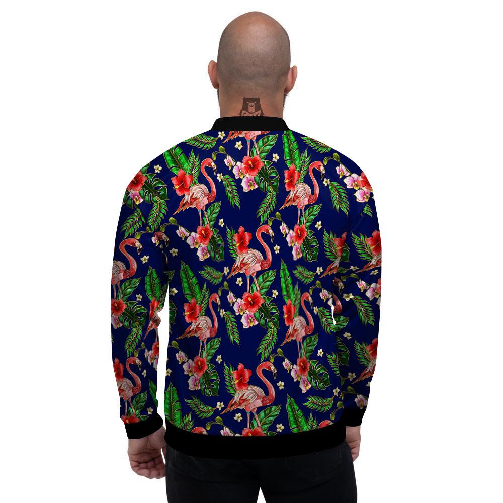Flamingo Floral Tropical Print Pattern Men's Bomber Jacket-grizzshop