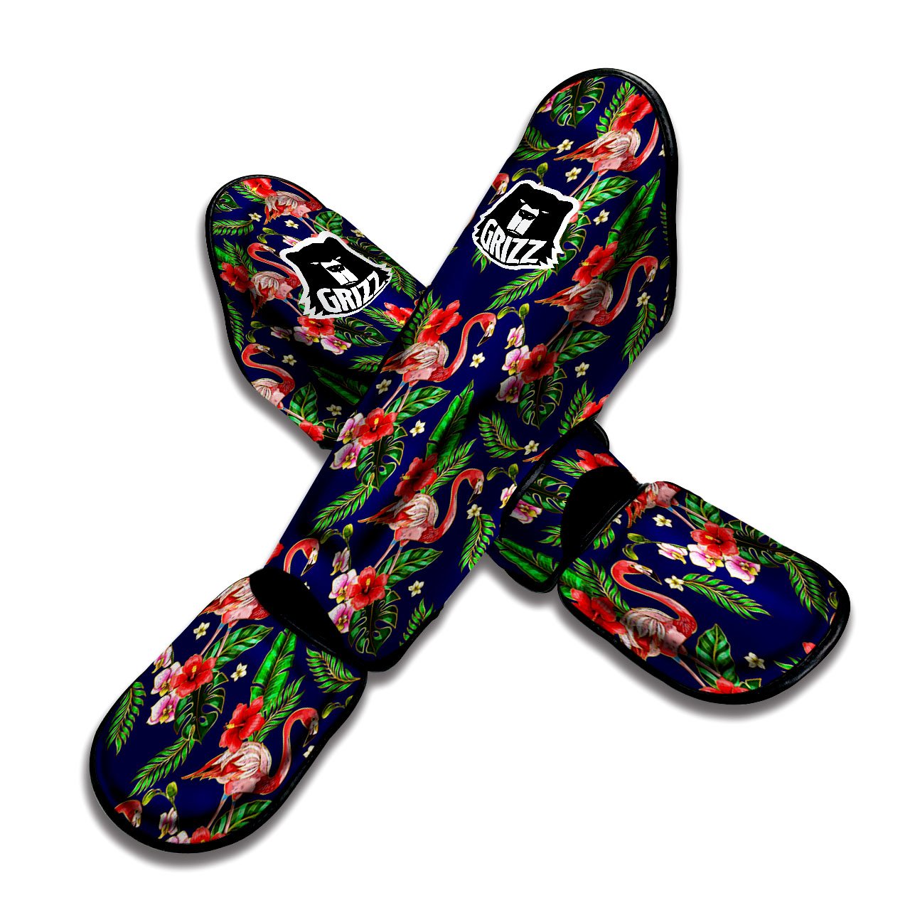 Flamingo Floral Tropical Print Pattern Muay Thai Shin Guards-grizzshop