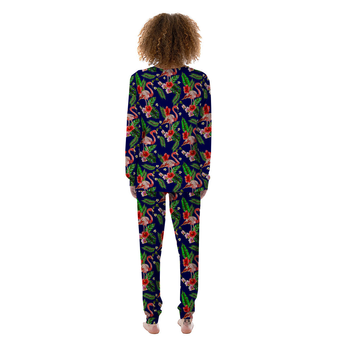 Flamingo Floral Tropical Print Pattern Women's Pajamas-grizzshop