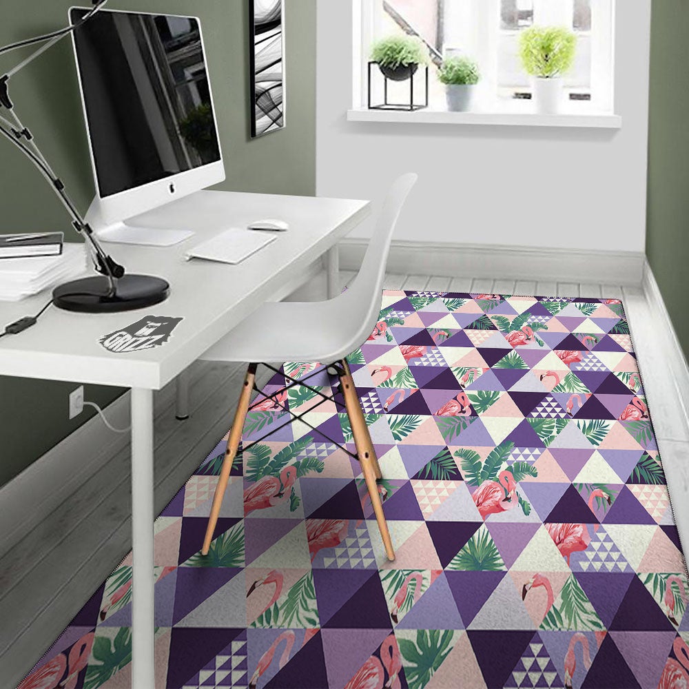 Flamingo Geometric Purple Print Pattern Floor Mat-grizzshop