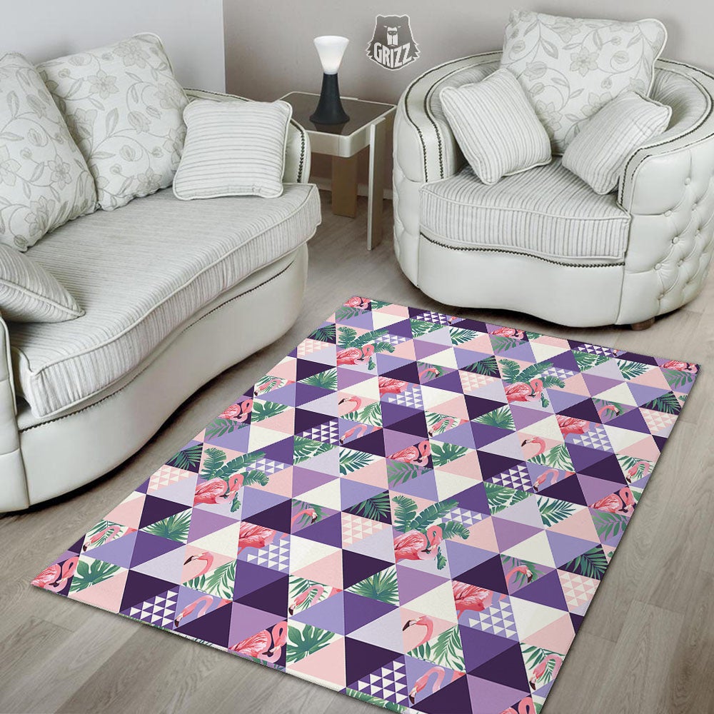 Flamingo Geometric Purple Print Pattern Floor Mat-grizzshop