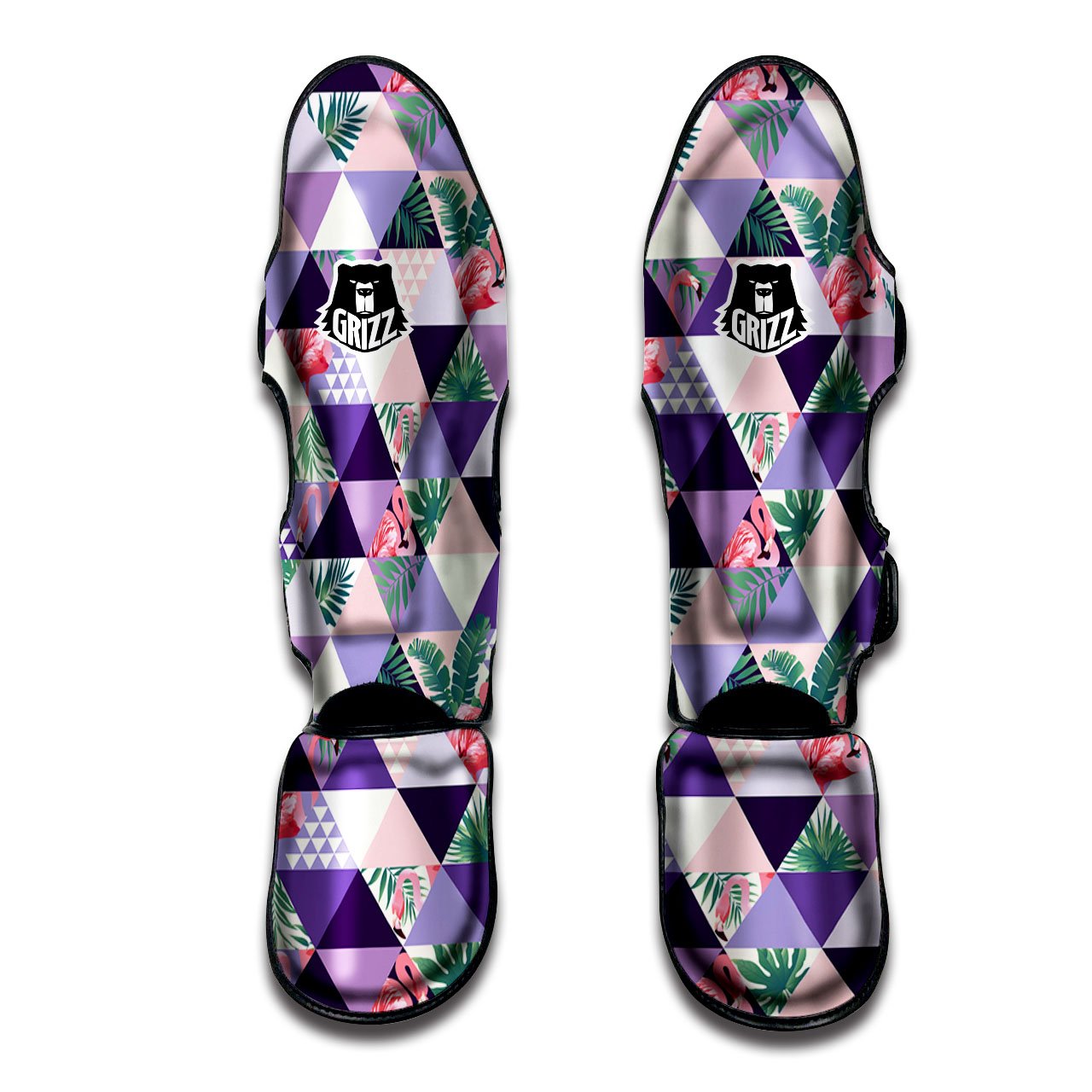 Flamingo Geometric Purple Print Pattern Muay Thai Shin Guards-grizzshop