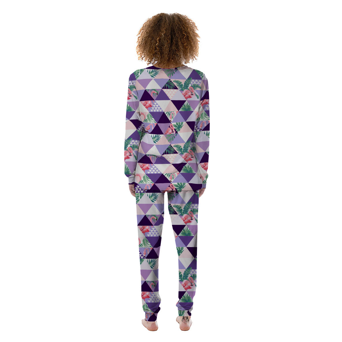 Flamingo Geometric Purple Print Pattern Women's Pajamas-grizzshop