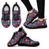 Flamingo Hawaiian Floral Tropical Flower Hibiscus Palm Leaves Pattern Print Black Sneaker Shoes For Men Women-grizzshop