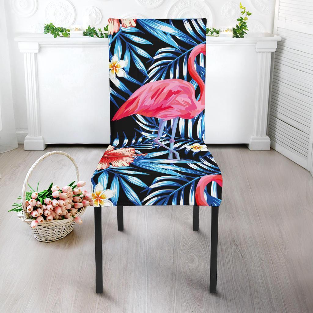 Flamingo Hawaiian Floral Tropical Flower Hibiscus Palm Leaves Pattern Print Chair Cover-grizzshop