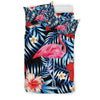 Flamingo Hawaiian Floral Tropical Flower Hibiscus Palm Leaves Pattern Print Duvet Cover Bedding Set-grizzshop