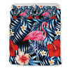 Flamingo Hawaiian Floral Tropical Flower Hibiscus Palm Leaves Pattern Print Duvet Cover Bedding Set-grizzshop